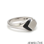 Load image into Gallery viewer, Plain Platinum Ring with Black Enamel for Men JL PT 1319
