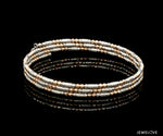 Load image into Gallery viewer, Japanese 3-row Platinum &amp; Rose Gold Bracelet for Women with Diamond Cut Balls JL PTB 1225
