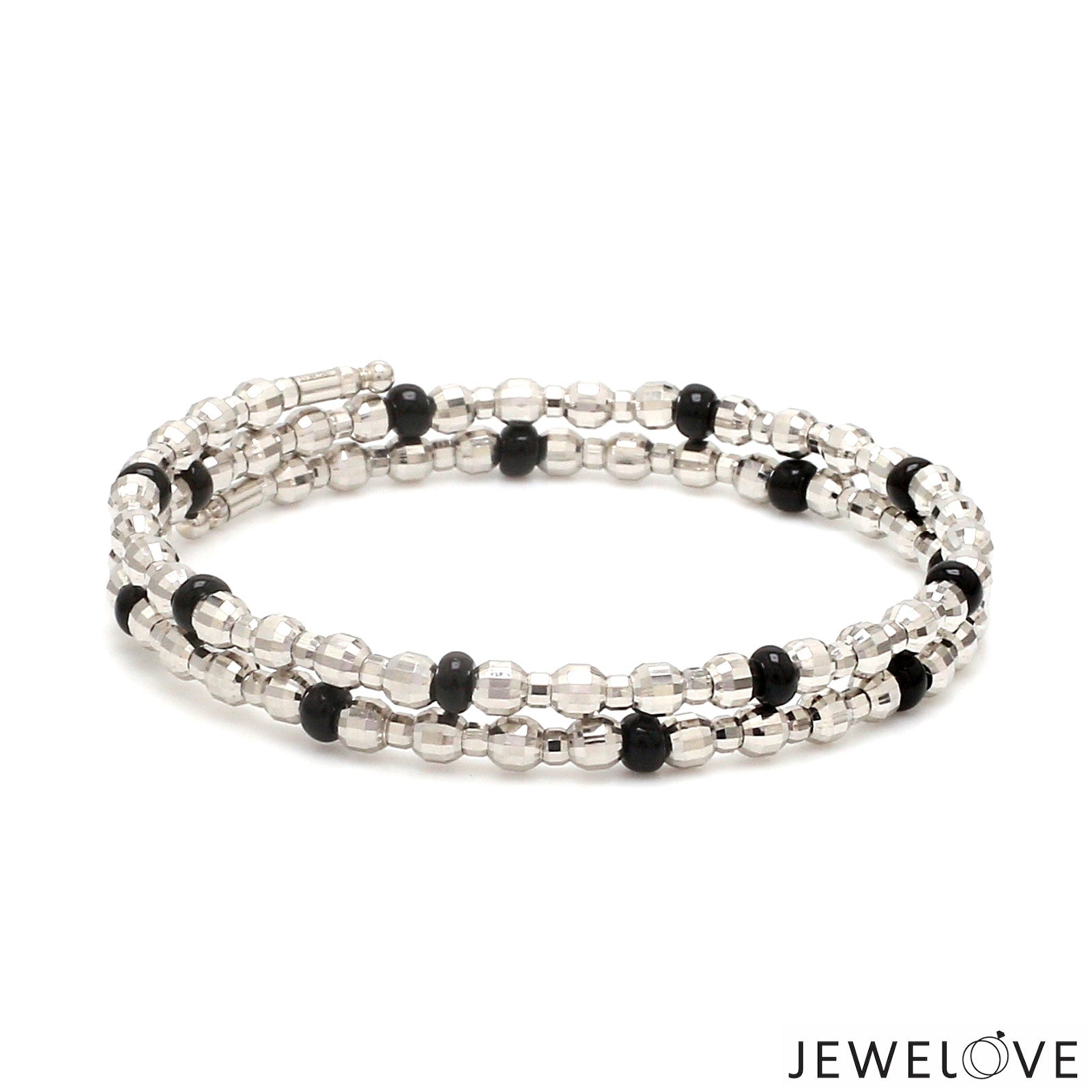 Japanese Platinum with Black Beads Nazariya / Nazariye Bracelet for Kids JL PTB 1228