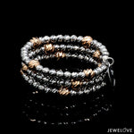 Load image into Gallery viewer, Japanese 3 Row Flexible Platinum Rose Gold Fusion Ring with Diamond Cutting JL PT 1377
