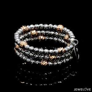 Japanese 3 Row Flexible Platinum Rose Gold Fusion Ring with Diamond Cutting JL PT 1377