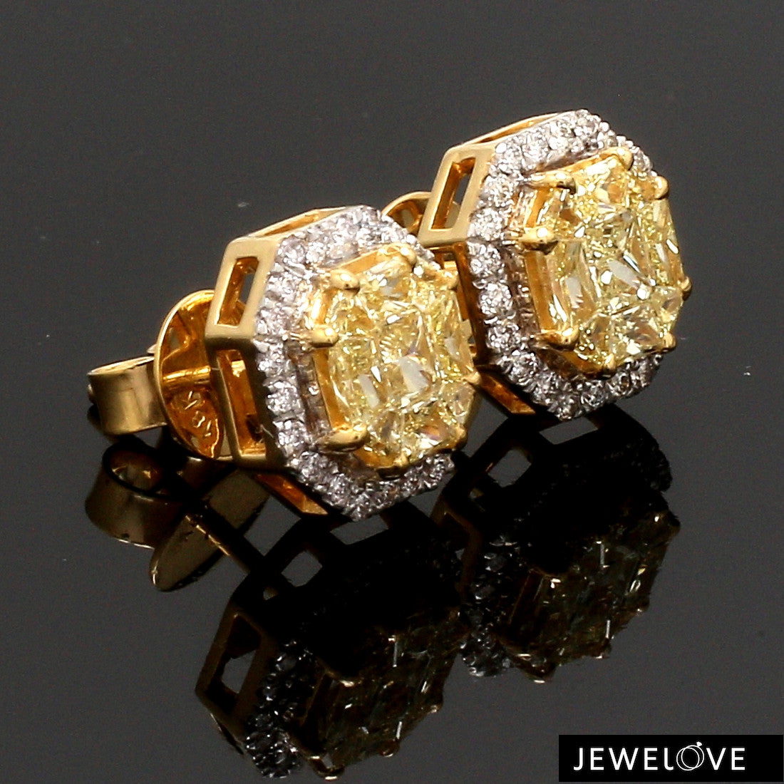 18K Yellow Gold Earrings with Natural Fancy Yellow & White Diamonds JL AU E 103