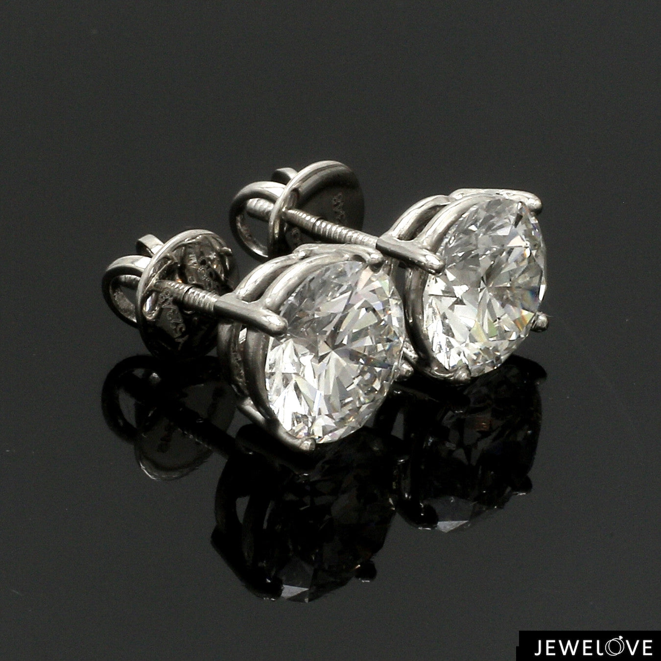 3 Carat Lab Grown Solitaire Diamond Earrings in Platinum SJ PTO E LG-152