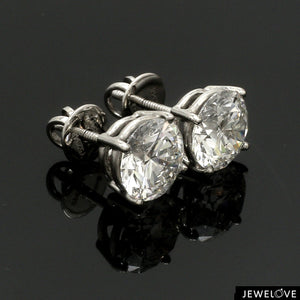 3 Carat Lab Grown Solitaire Diamond Earrings in Platinum SJ PTO E LG-152