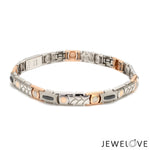 Load image into Gallery viewer, 7mm Platinum &amp; 18K Rose Gold Bracelet with Black Stone for Men JL PTB 1324
