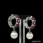 Load image into Gallery viewer, Platinum Diamond Ruby Earrings with Pearl JL PT E 369
