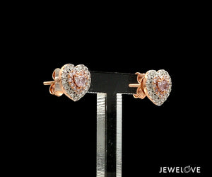 18K Rose Gold Heart Earrings with Pink & White Diamond JL AU PD 102   Jewelove.US