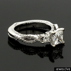 1-Carat Princess cut Solitaire Diamond Accents Platinum Ring JL PT 1369