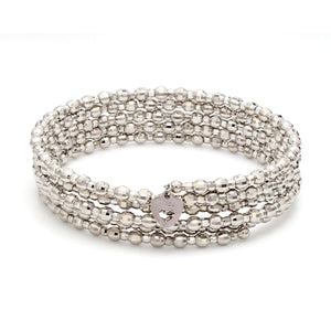 Dazzling Shiny 5-line Japanese Platinum Bracelet for Women with Diamond Cut Balls JL PTB 720