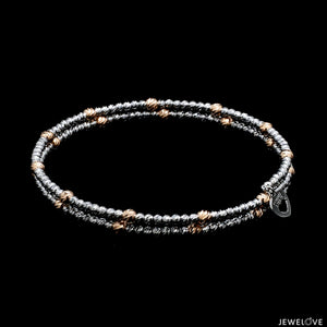 Japanese 2-row Platinum & Rose Gold Bracelet for Women with Diamond Cut Balls JL PTB 1260
