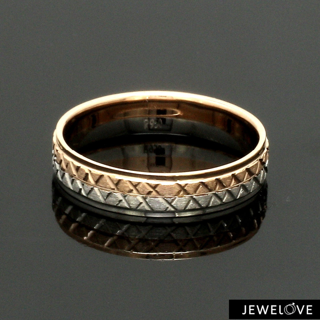 Platinum Love Bands with Rose Gold Unisex Ring JL PT 1407