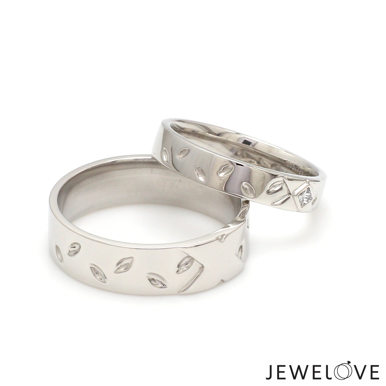 Designer Platinum  Princess Diamond Cut Couple Ring JL PT CB 87