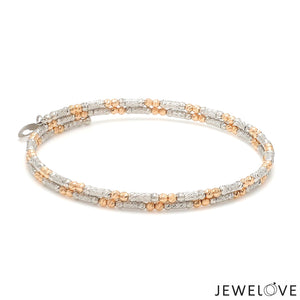 Japanese 2-row Platinum & Rose Gold Bracelet for Women with Diamond Cut Balls JL PTB 1226
