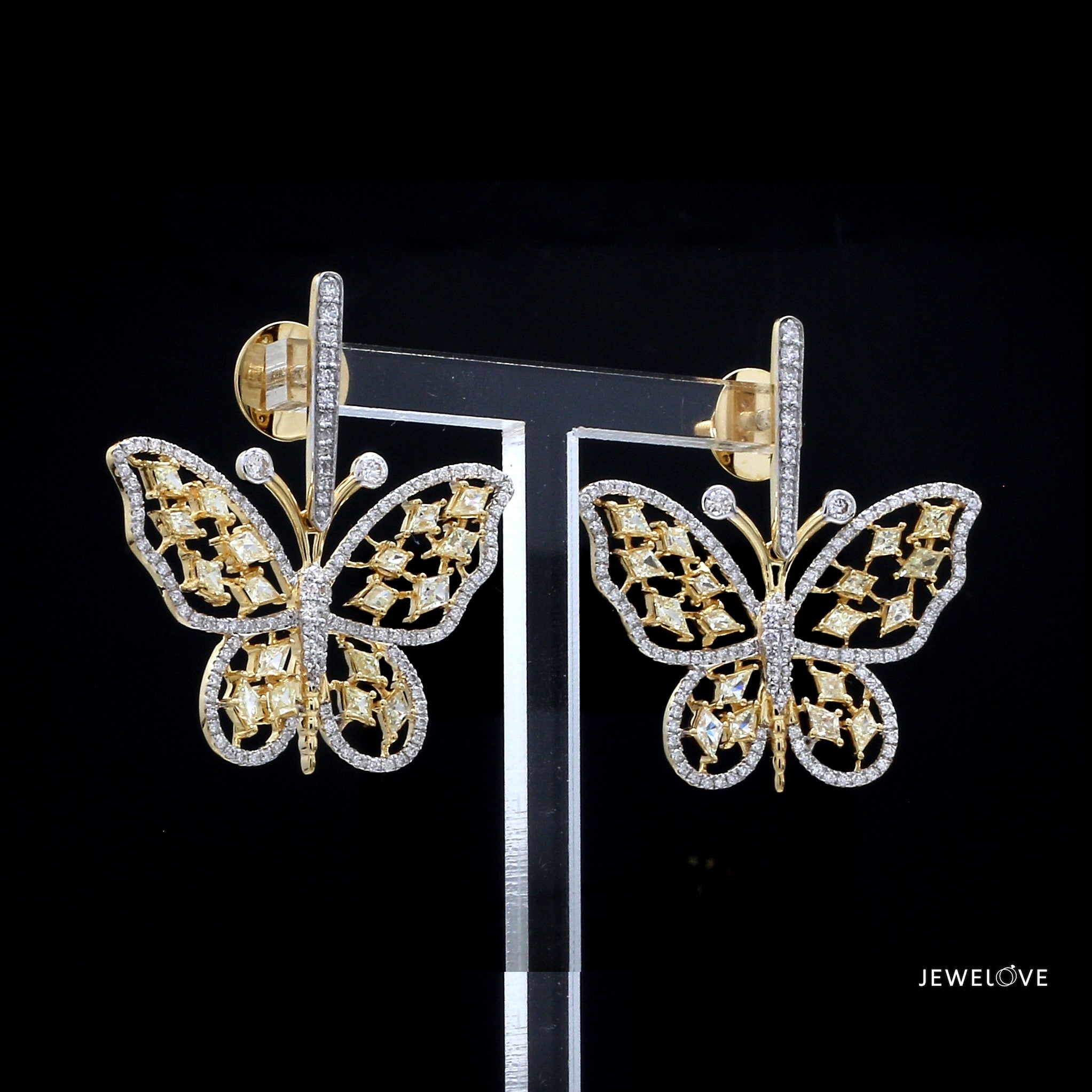 Natural Fancy Color Yellow Diamond Butterfly Pendant Chain Set for Women JL AU PE YD 101