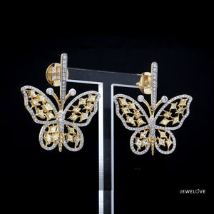 Natural Fancy Color Yellow Diamond Butterfly Pendant Chain Set for Women JL AU PE YD 101