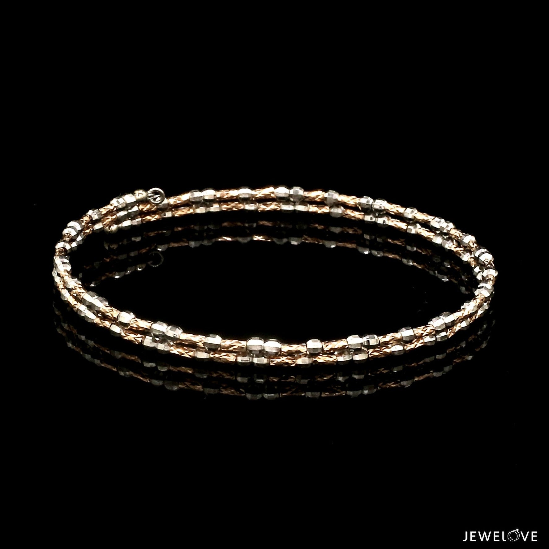 Unique 2-Row Japanese Platinum & Rose Gold Bracelet for Women JL PTB 774