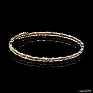 Unique 2-Row Japanese Platinum & Rose Gold Bracelet for Women JL PTB 774