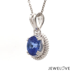 Designer Platinum Pendant with Blue Sapphire JL PT P 321   Jewelove.US