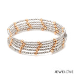 Load image into Gallery viewer, Japanese 5-row Platinum &amp; Rose Gold Bracelet for Women with Diamond Cut Balls JL PTB 1272

