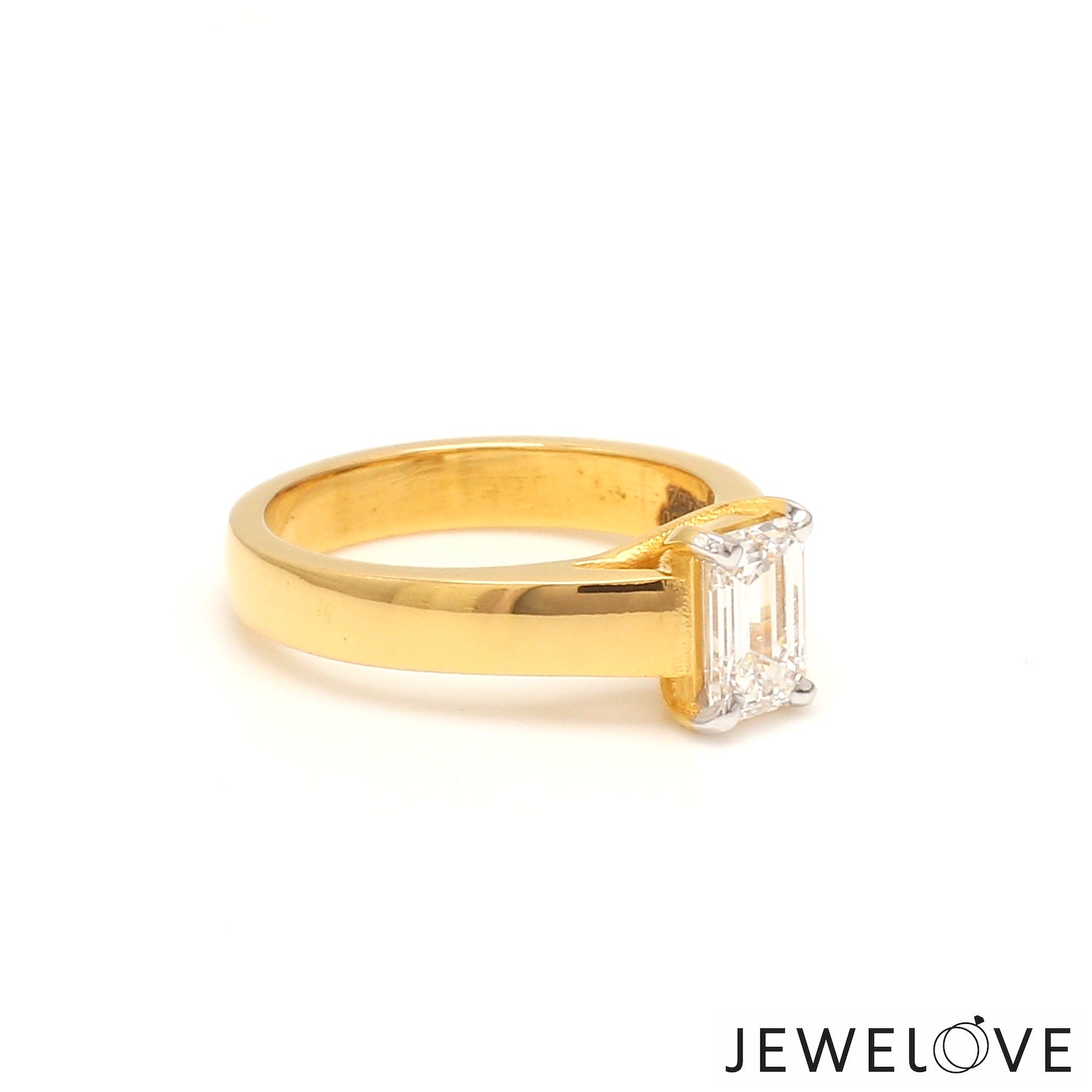 70-Pointer Emerald Cut Solitaire Diamond 18K Yellow Gold Ring JL AU RS EM 127Y   Jewelove.US