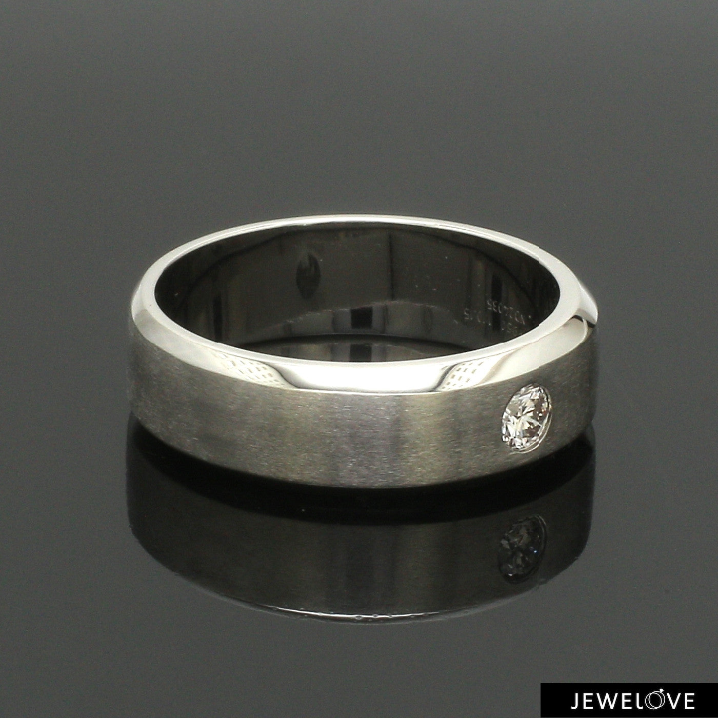 7mm Designer Single Diamond Platinum Band for Men JL PT 475