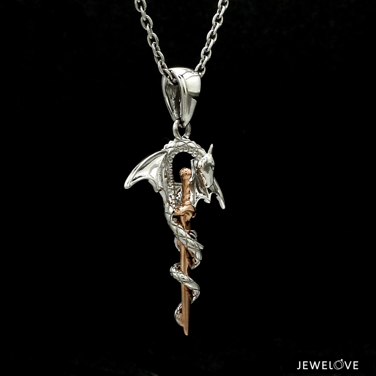 Platinum Rose Gold Dragon Unisex Pendant  JL PT P 361
