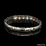 Load image into Gallery viewer, 7mm Platinum &amp; 18K Rose Gold Bracelet with Black Stone for Men JL PTB 1324
