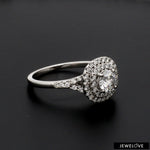 Load image into Gallery viewer, 70-Pointer Solitaire Platinum Double Halo Diamond Spilt Shank Ring JL PT 1268
