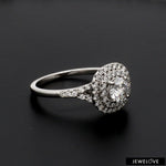 Load image into Gallery viewer, 70-Pointer Solitaire Platinum Double Halo Diamond Spilt Shank Ring JL PT 1268   Jewelove.US
