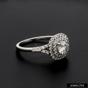 70-Pointer Solitaire Platinum Double Halo Diamond Spilt Shank Ring JL PT 1268