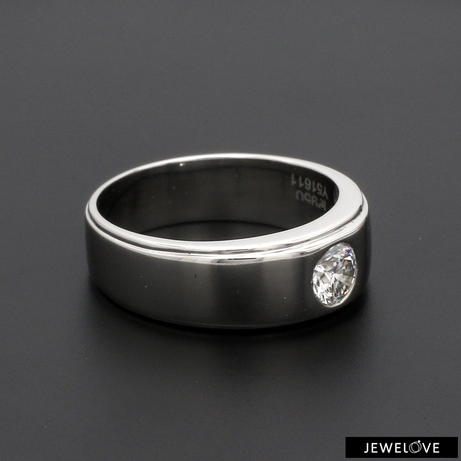 Classic Platinum Solitaire Love Bands SJ PTO 101 - Hi-Polish