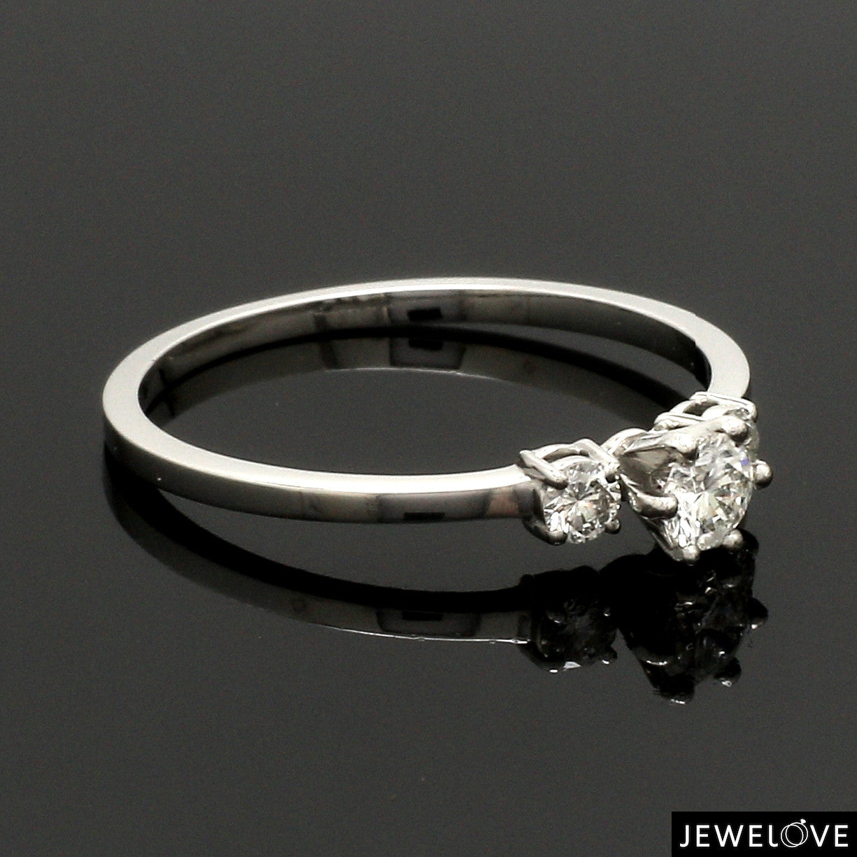 30-Pointer Solitaire Diamond Accents Platinum Ring JL PT 1229-D