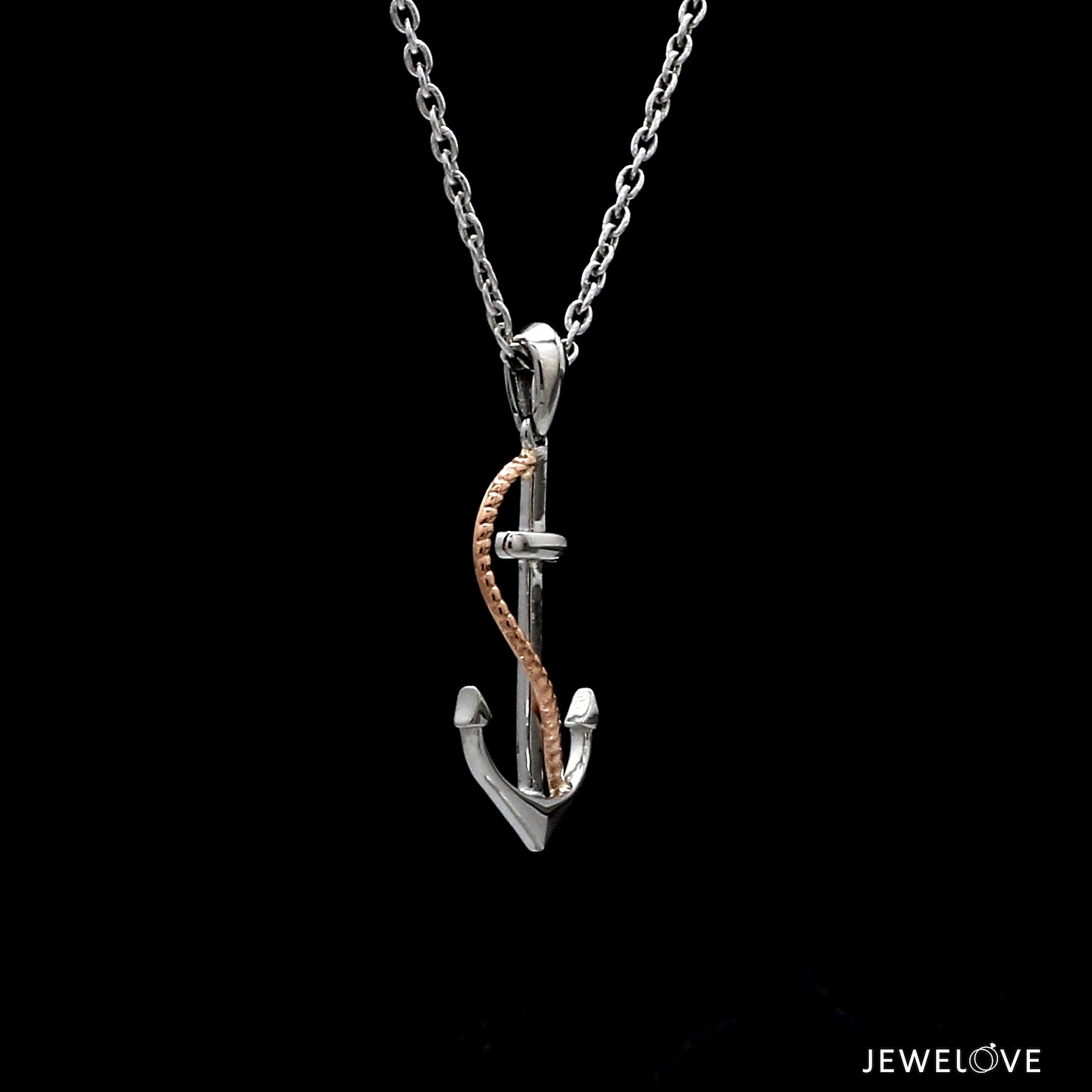 Platinum Anchor Pendant with Rose Gold for Sailors JL PT P 320   Jewelove.US