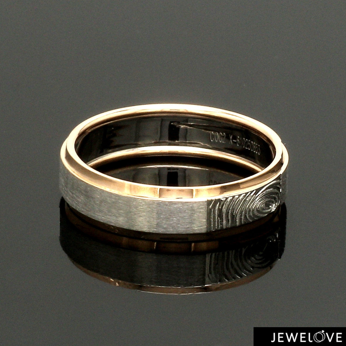 Platinum Love Bands with Rose Gold Ring JL PT 1408