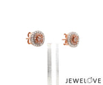 Load image into Gallery viewer, 18K Rose Gold Cushion Earrings with Pink Cushion Cut &amp; White Round Diamond JL AU PD 104
