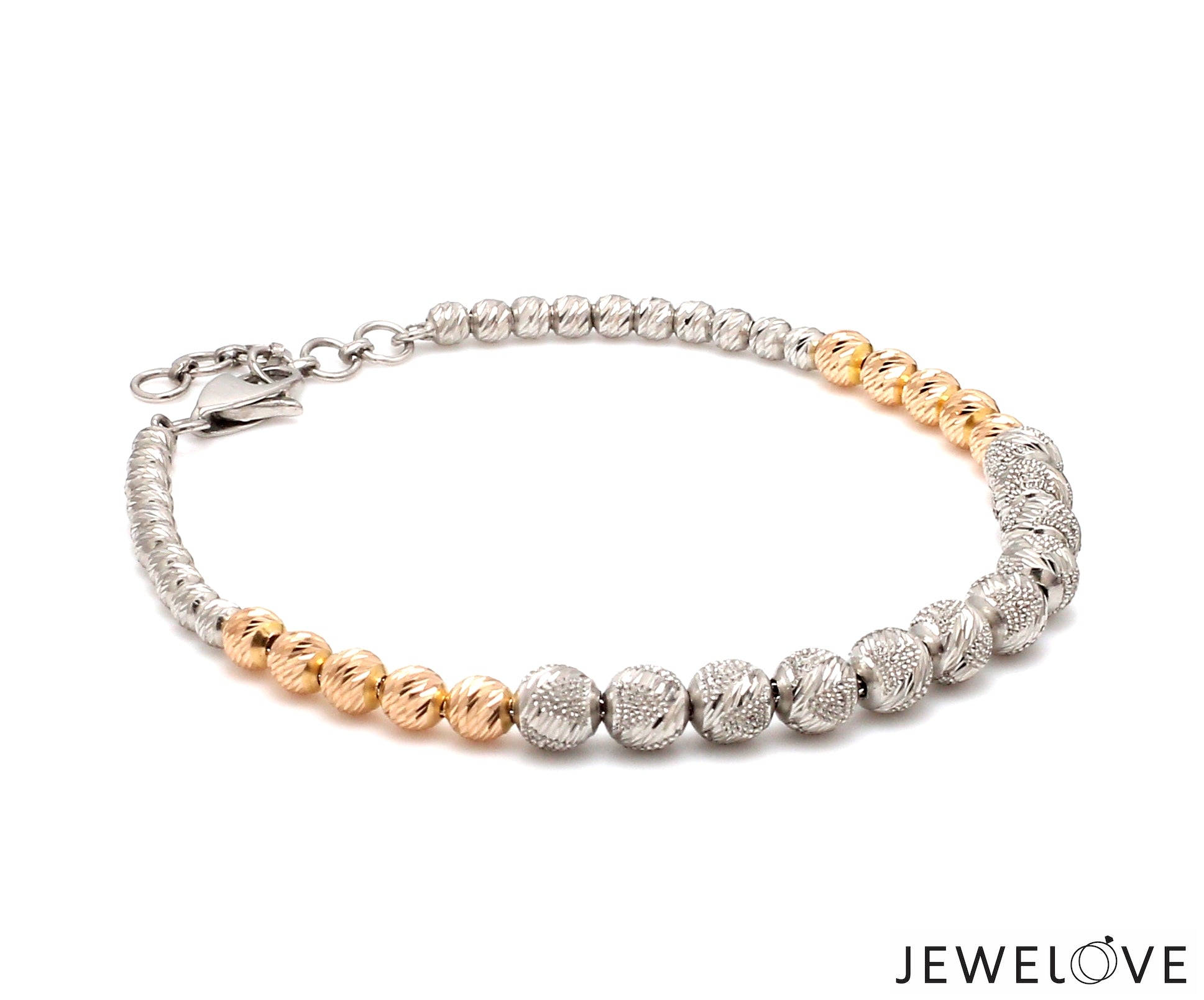 Platinum Rose Gold Bracelet with Diamond Cut Balls for Women JL PTB 1210   Jewelove.US