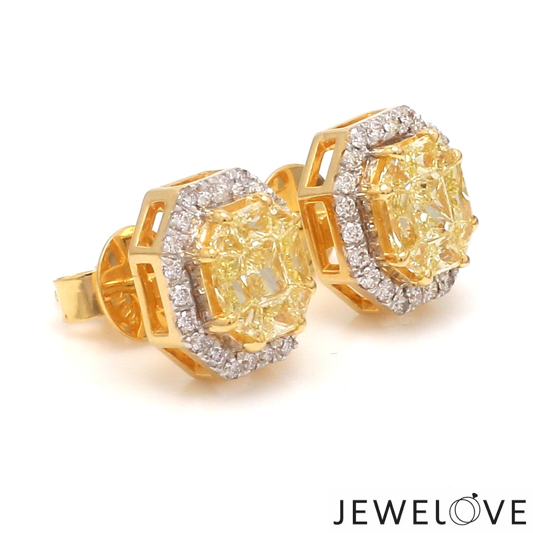 18K Yellow Gold Earrings with Natural Fancy Yellow & White Diamonds JL AU E 103