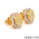 Load image into Gallery viewer, 18K Yellow Gold Earrings with Natural Fancy Yellow &amp; White Diamonds JL AU E 103
