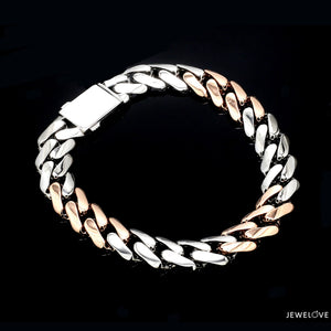 Men of Platinum | 9.5mm Matte & Hi-Polish Rose Gold Bracelet for Men JL PTB 1257