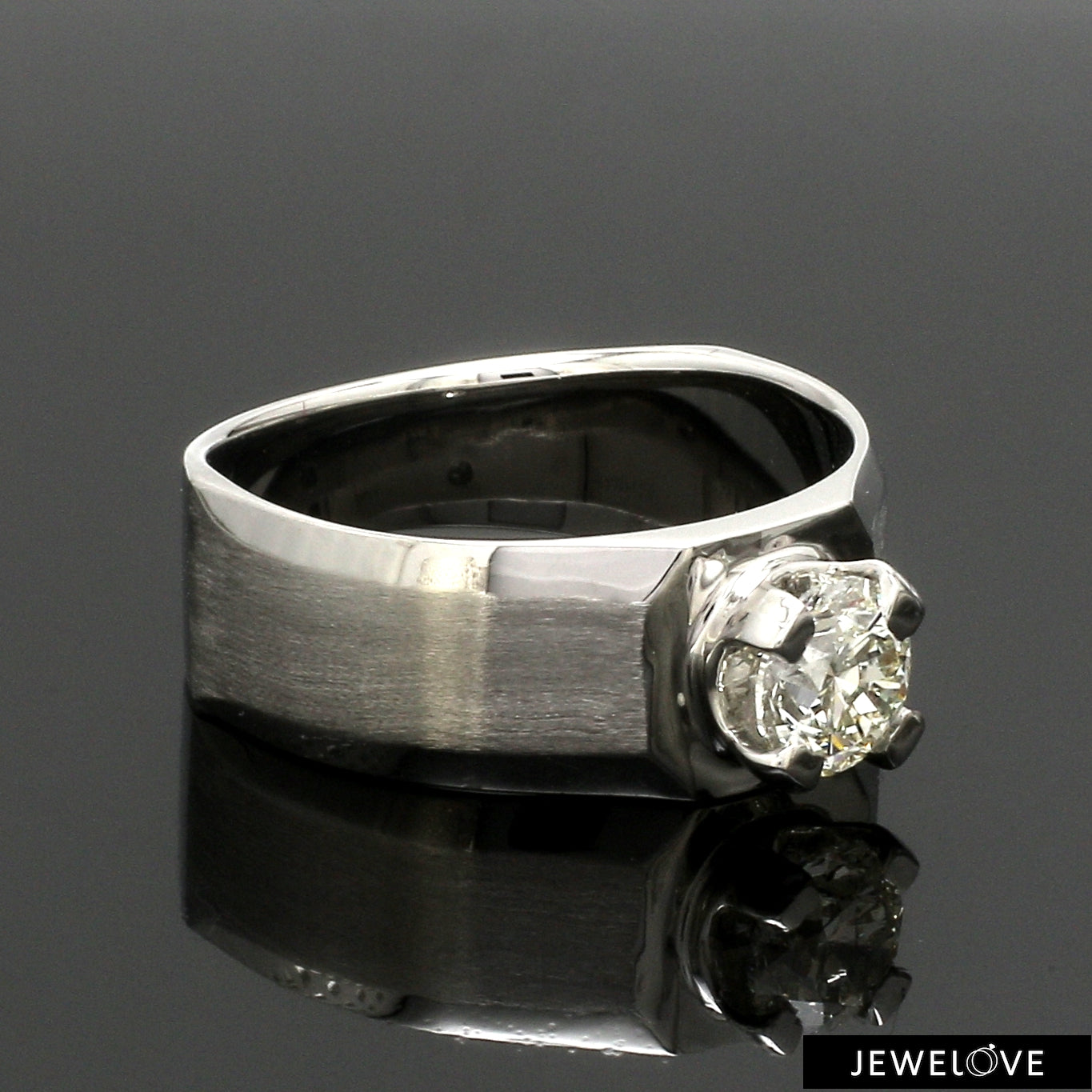 1-Carat Lab Grown Solitaire Heavy Platinum Ring for Men JL PT LG 983-A