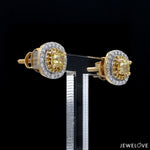 Load image into Gallery viewer, 18K Yellow Gold Earrings with Princess Cut Natural Fancy Yellow &amp; White Diamonds JL AU E 104

