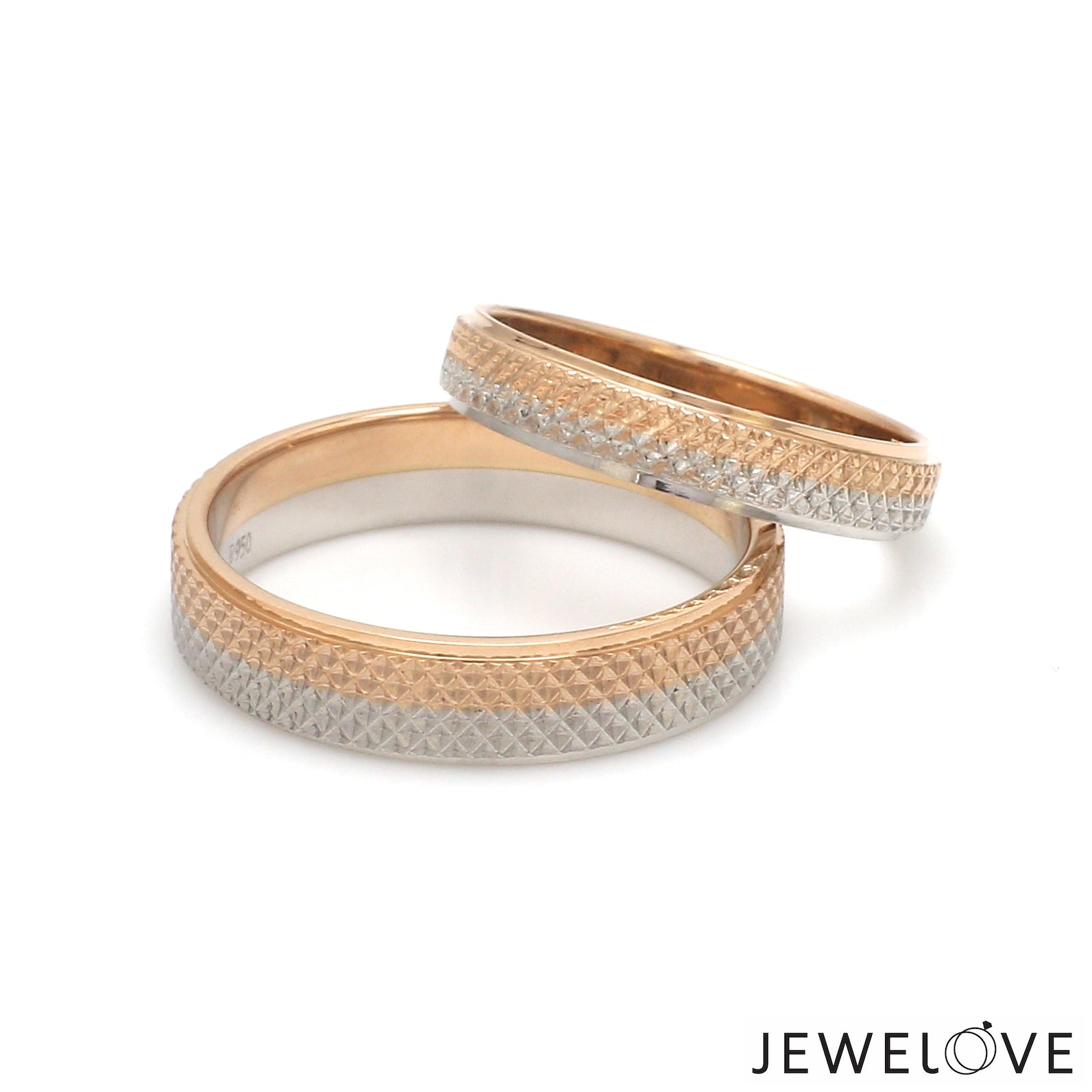 Platinum Love Bands with Rose Gold Ring JL PT 1406
