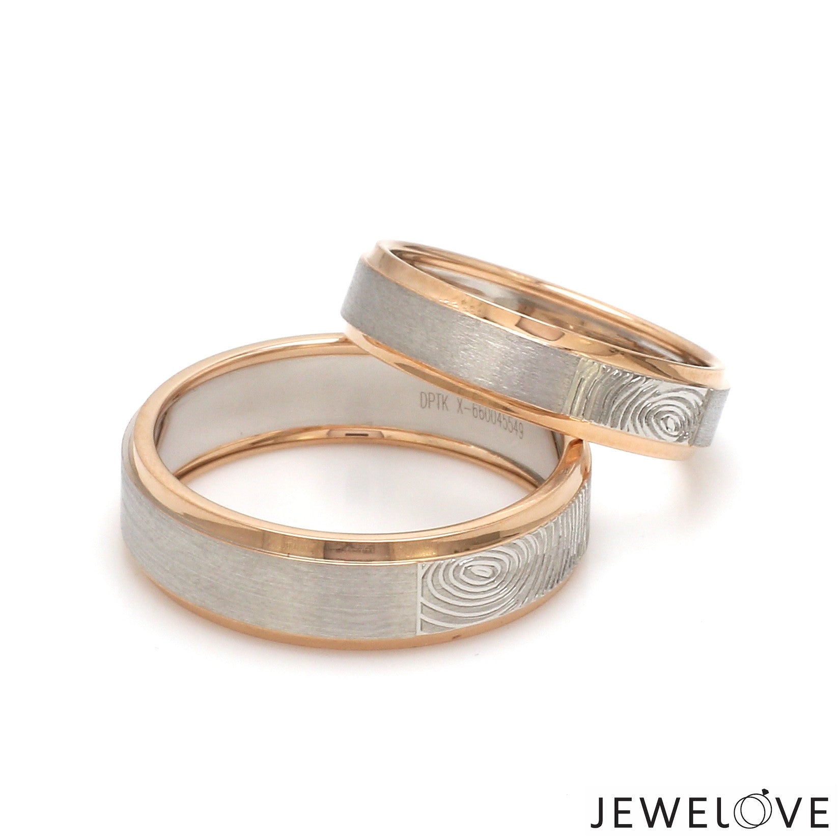 Platinum Love Bands with Rose Gold Ring JL PT 1408