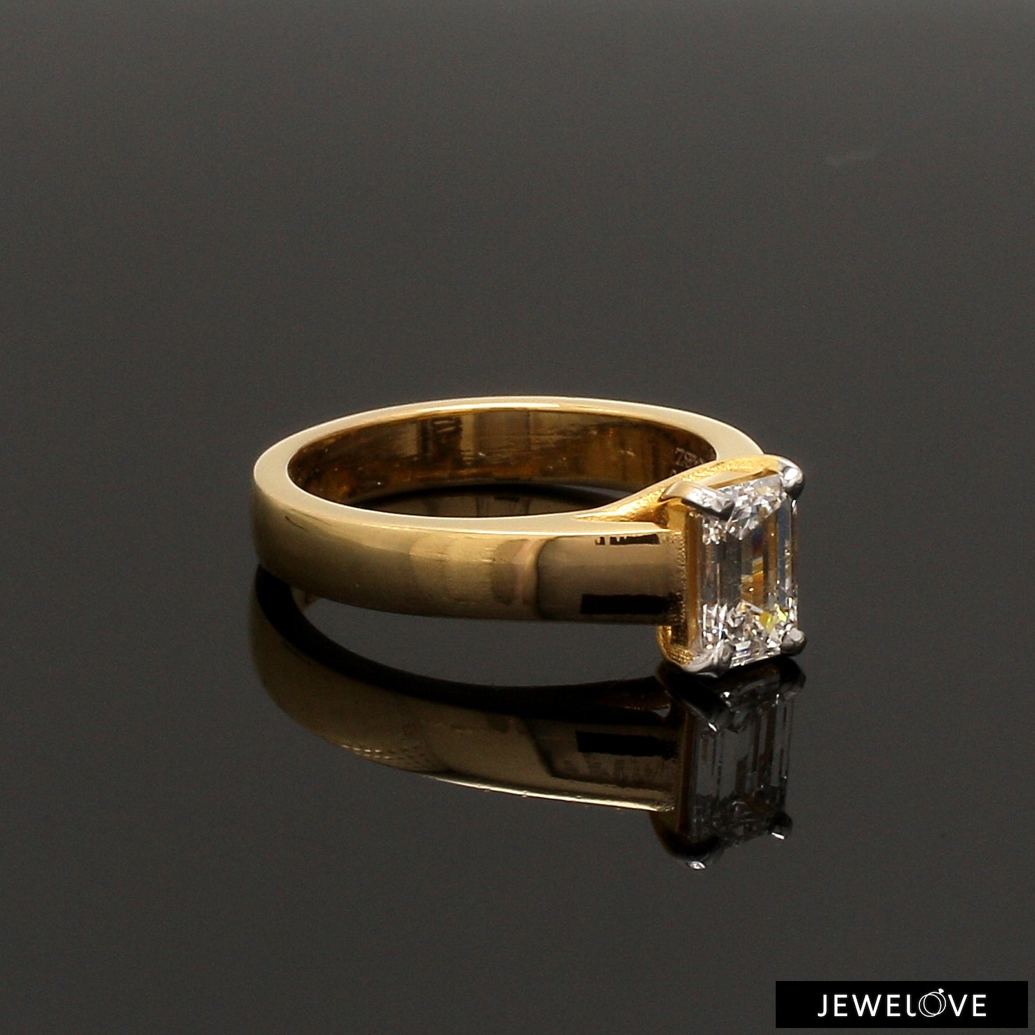 30-Pointer Emerald Cut Solitaire Diamond 18K Yellow Gold Ring JL AU RS EM 127Y-B   Jewelove.US