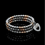 Load image into Gallery viewer, Japanese 3 Row Flexible Platinum Rose Gold Fusion Ring with Diamond Cutting JL PT 1375

