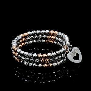 Japanese 3 Row Flexible Platinum Rose Gold Fusion Ring with Diamond Cutting JL PT 1375