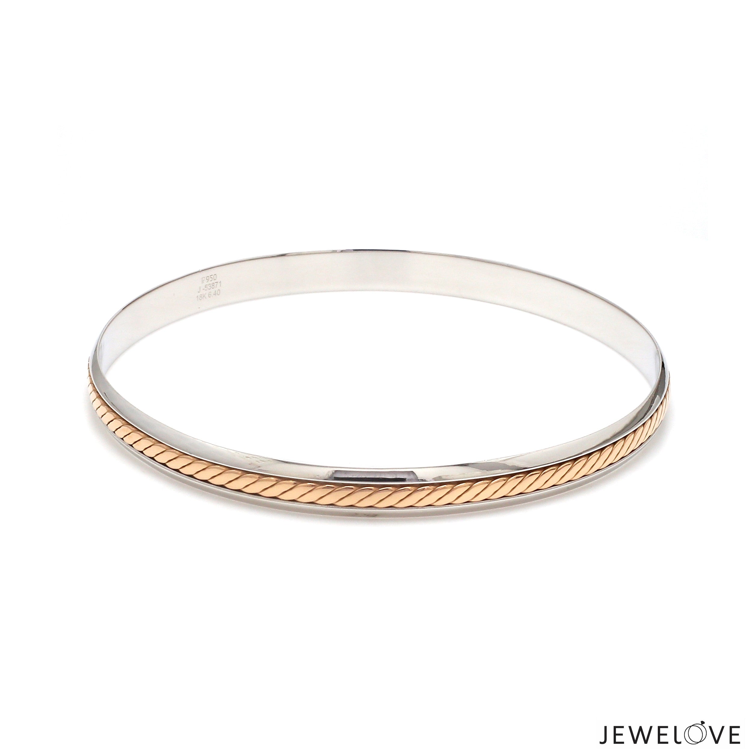 Platinum Bracelet with Center Rose Gold Line for Men JL PTB 1296