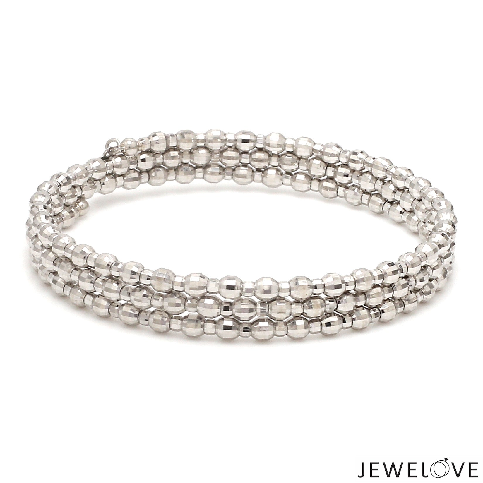 Dazzling Shiny 3-row Japanese Platinum Bracelet for Women with Diamond Cut Balls JL PTB 721