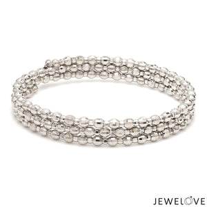 Dazzling Shiny 3-row Japanese Platinum Bracelet for Women with Diamond Cut Balls JL PTB 721
