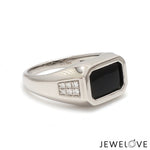 Load image into Gallery viewer, Men of Platinum | Rectangle Black Enamel with Diamond Ring for Men JL PT 1360
